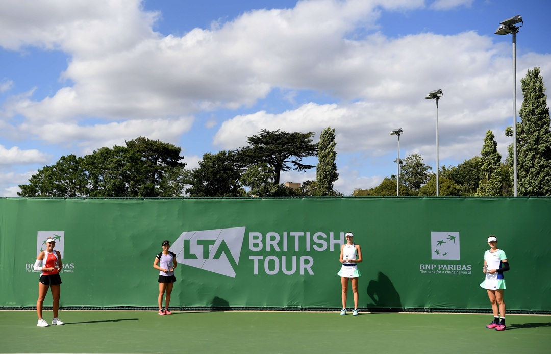 Players pose for a photo at The British Tour at National Tennis Centre