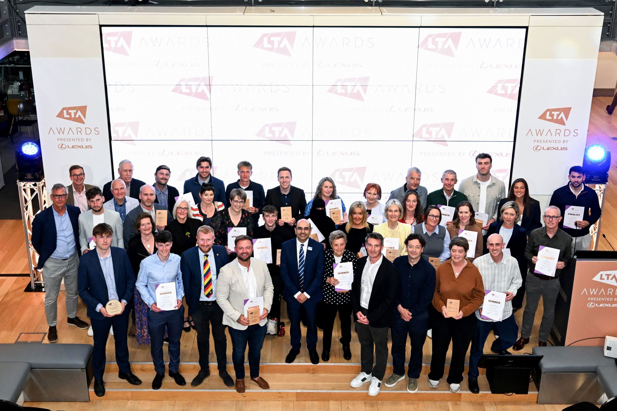 The LTA Awards winners 2026 standing on stage with their prizes
