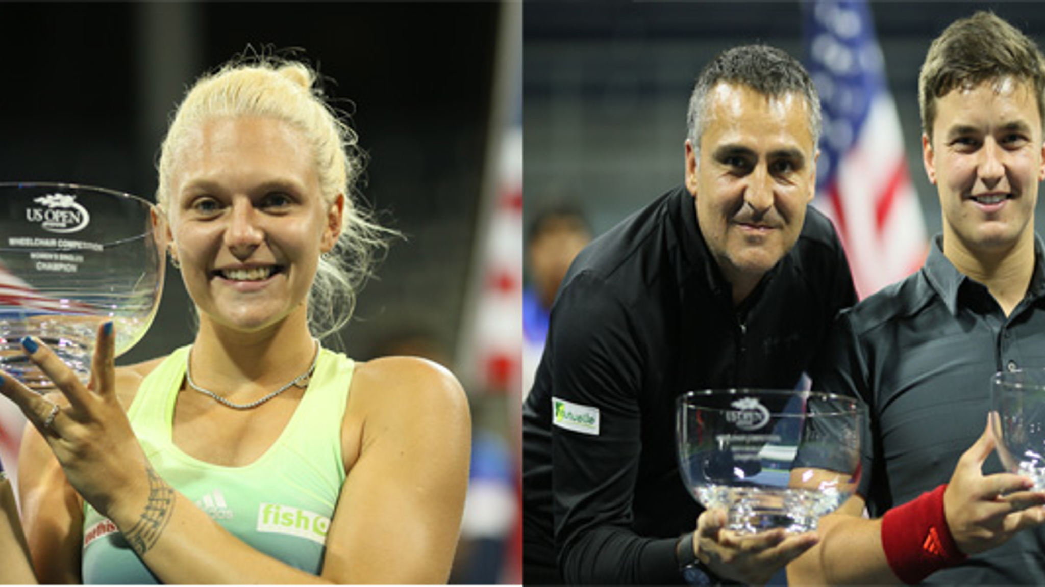 Jordanne Whiley and Gordon Reid with trophies