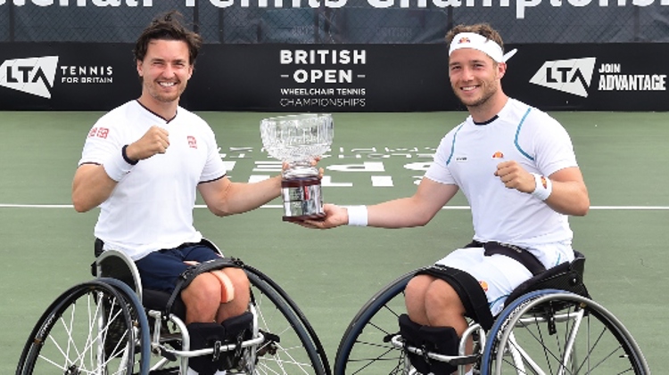 Alife Hewett and Gordon Reid holding the British Open mens doubles trophy