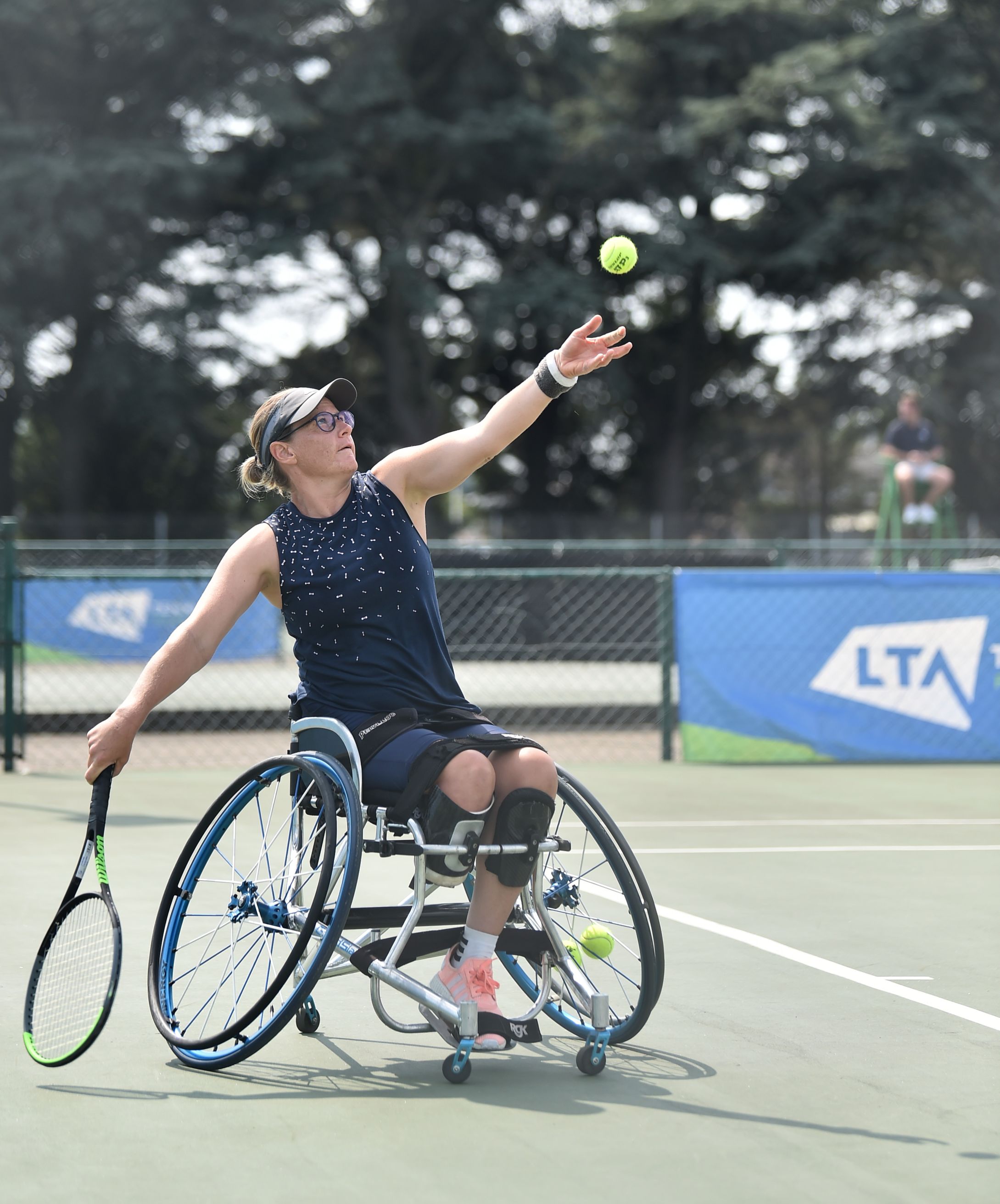 Cornelia Oosthuizen serving at the British Open 2021