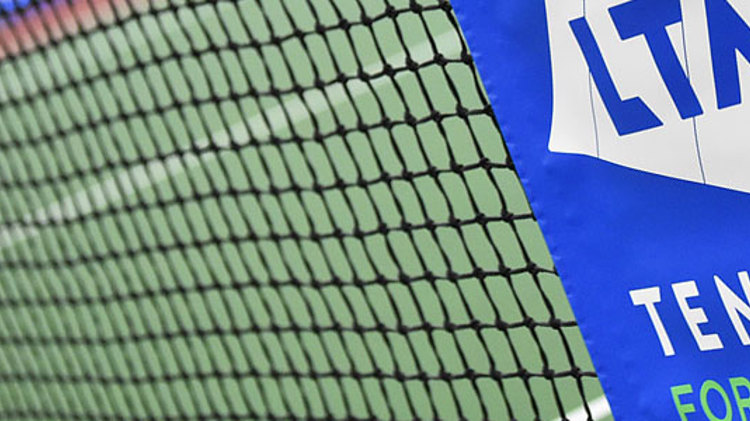 Tennis net with LTA logo