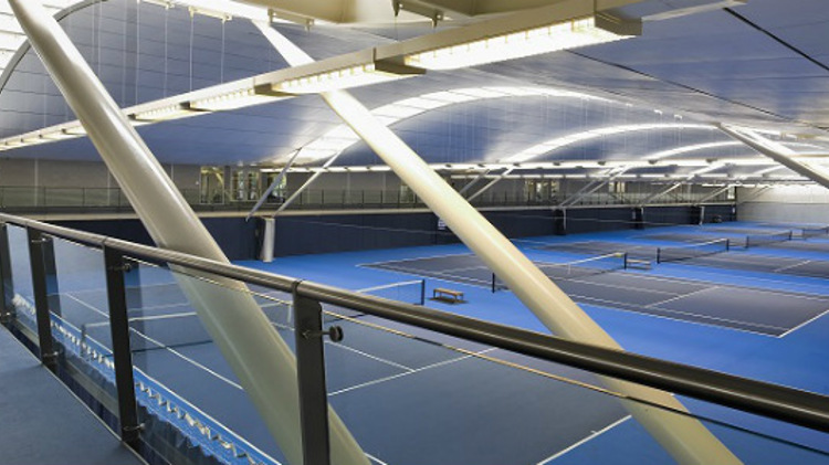 side view of 6 indoor tennis courts at national tennis centre