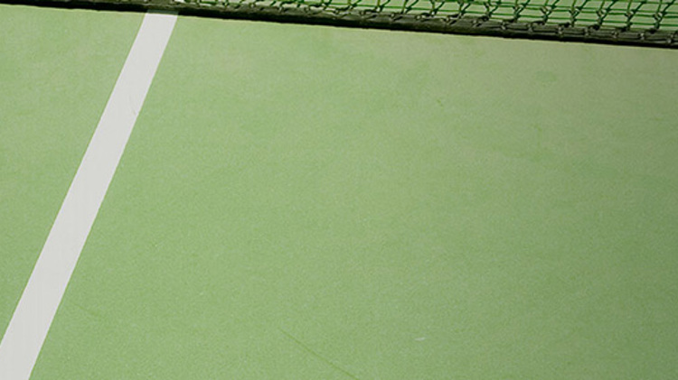 Green hardcourt tennis floor
