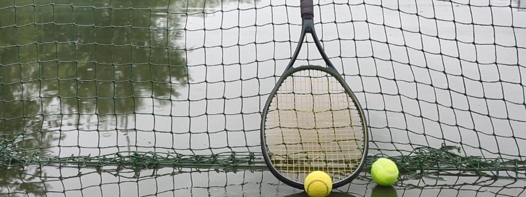 Wet tennis court