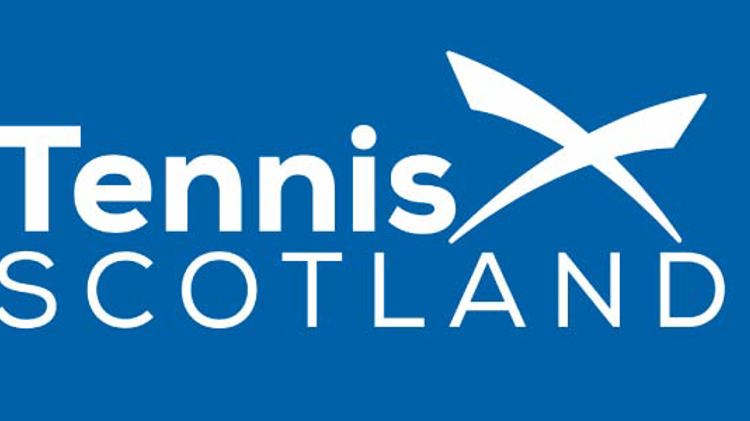 blue and white logo of tennis scotland