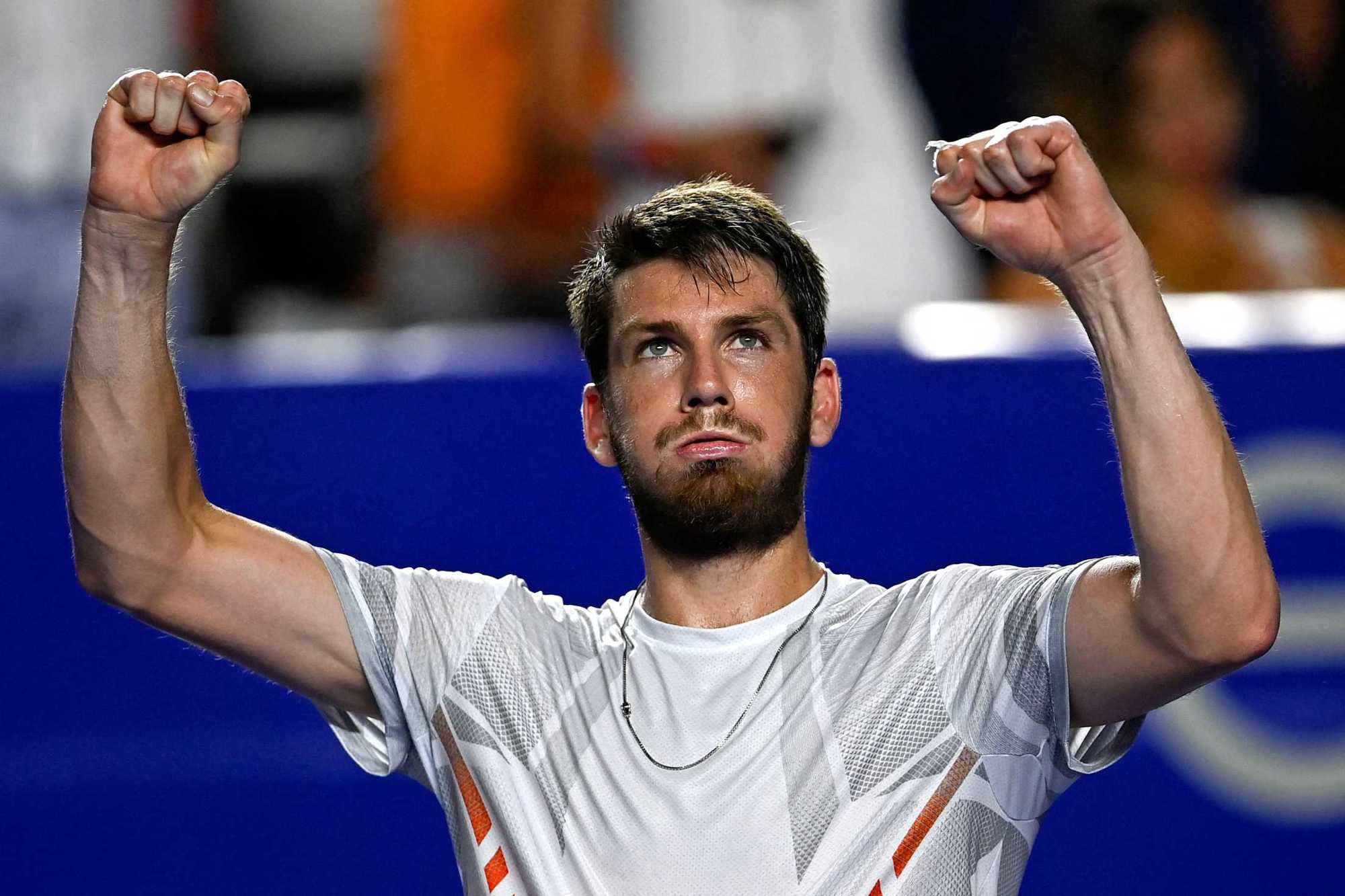 Cam Norrie celebrates his win over World No.4 Stefanos Tsitsipas
