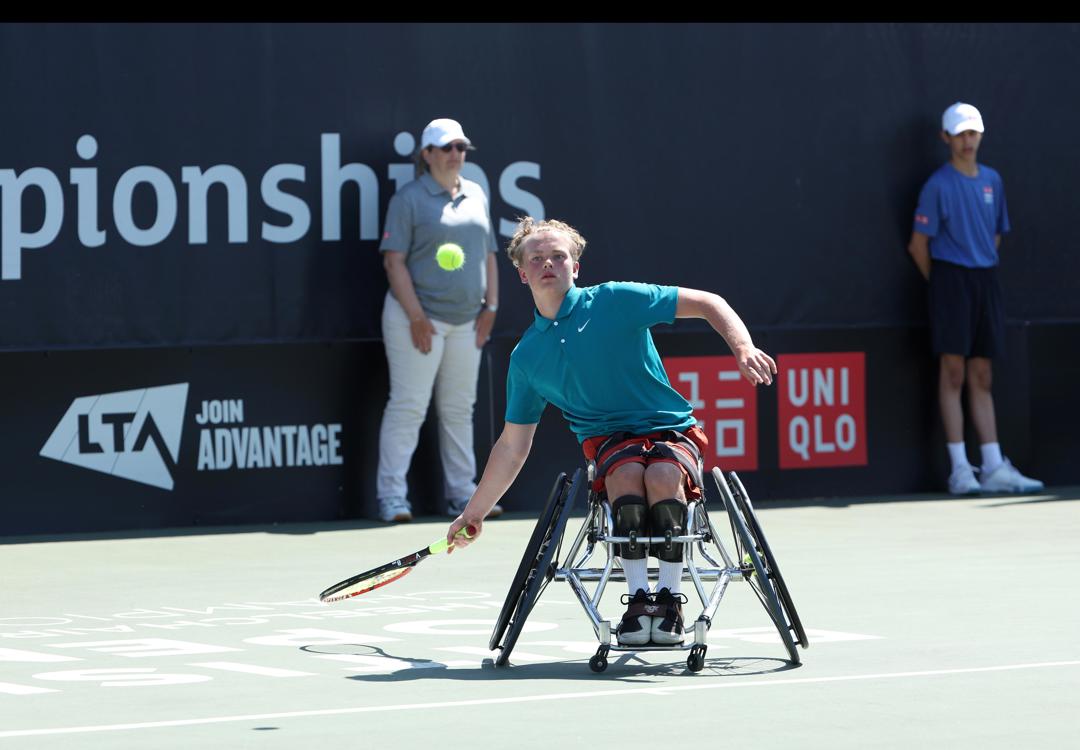 Ben Bartram in action during the final of the Nottingham Futures men's singles event 