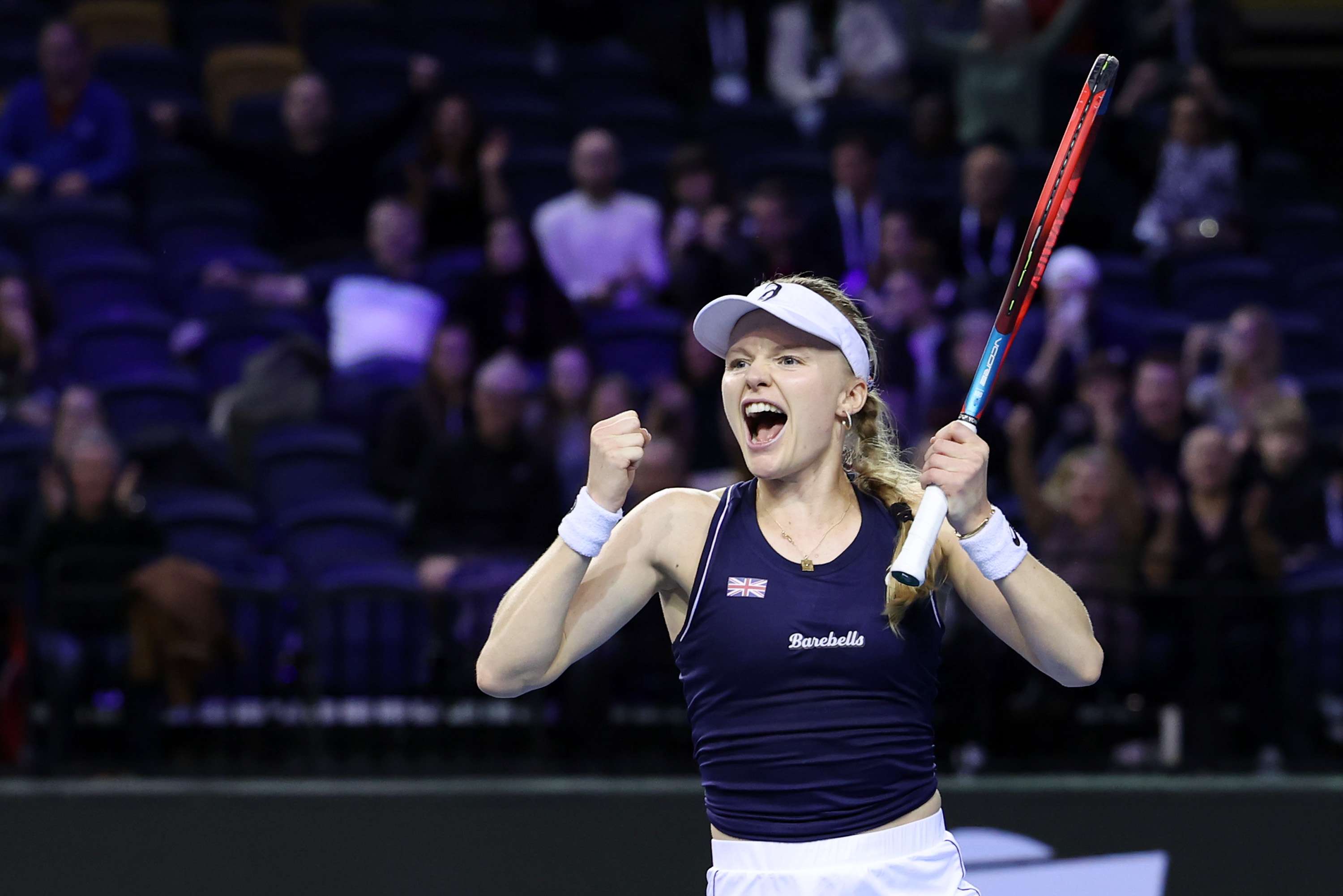 Harriet Dart celebrating at the Billie Jean King Cup