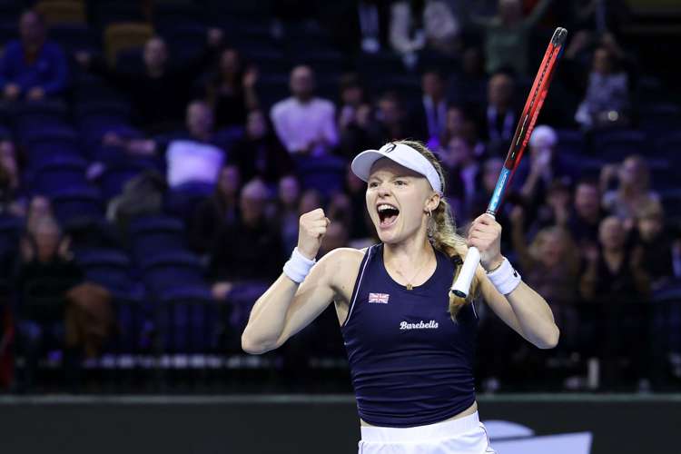 Harriet Dart celebrating at the Billie Jean King Cup