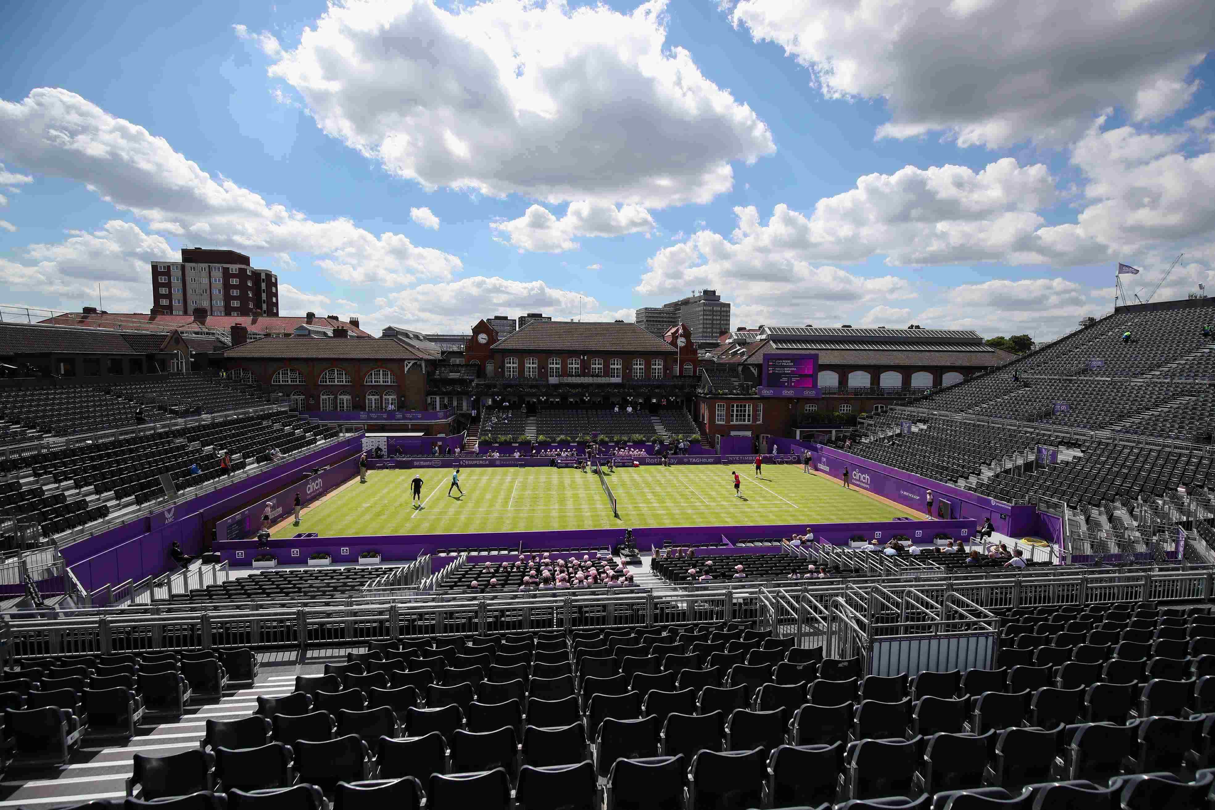 Empty stands at the cinch Championships at Queen's Club