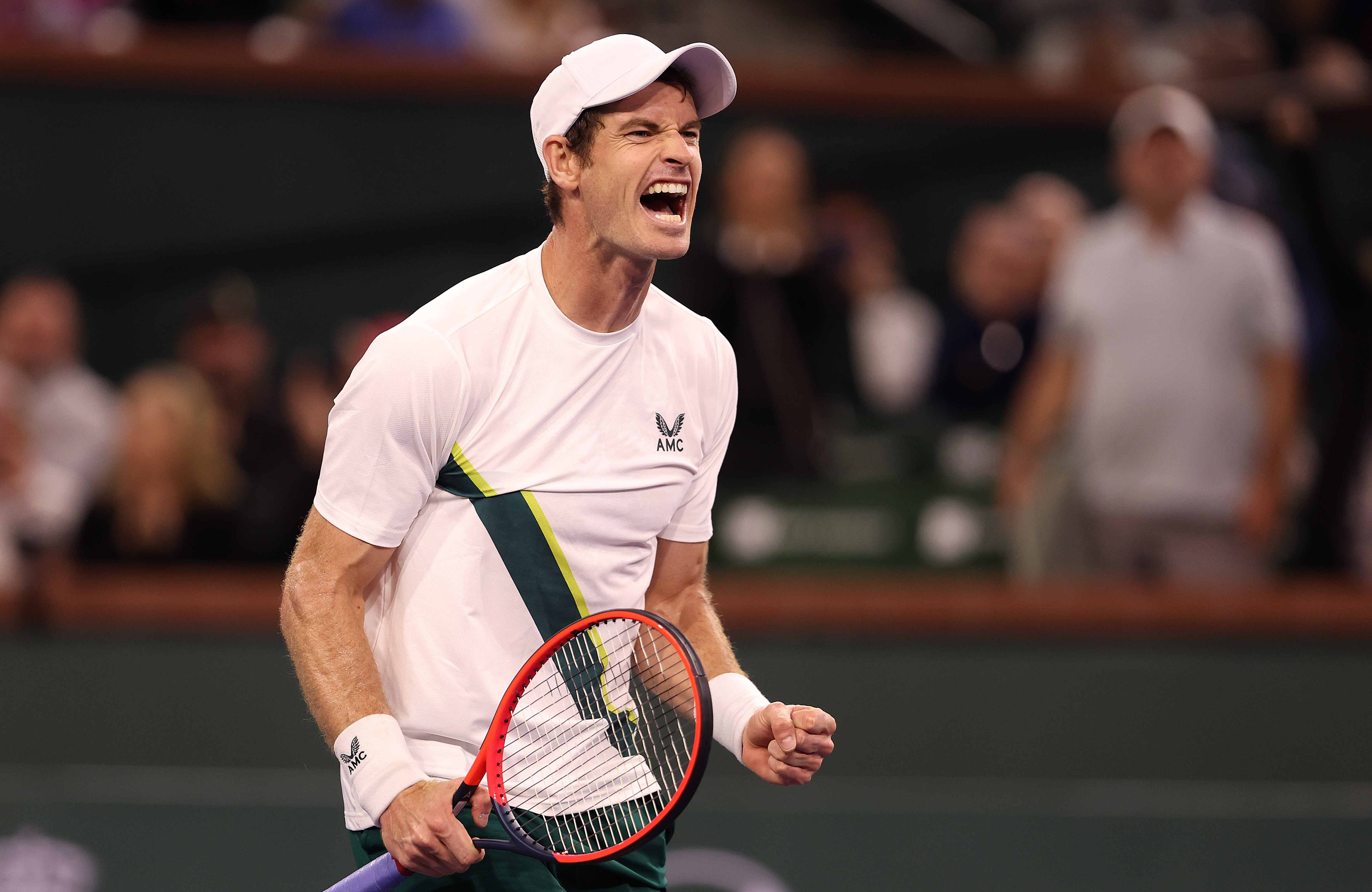 Andy Murray celebrating on court at Indian Wells