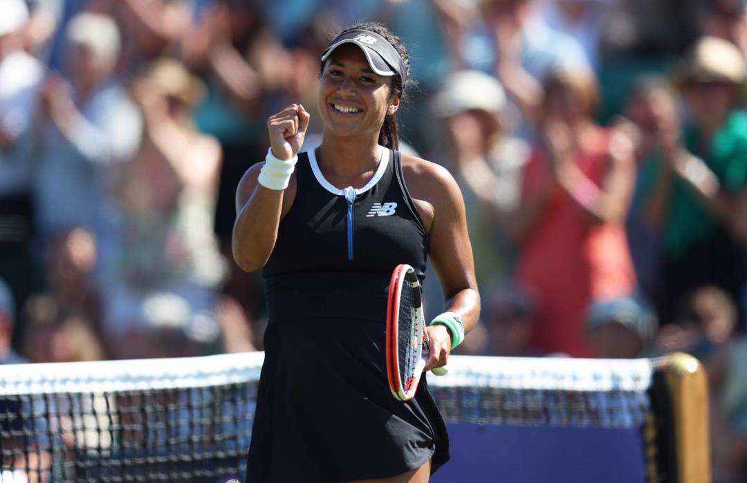 Heather Watson smiles as she books her place into her first Rothesay Open Nottingham quarter-final