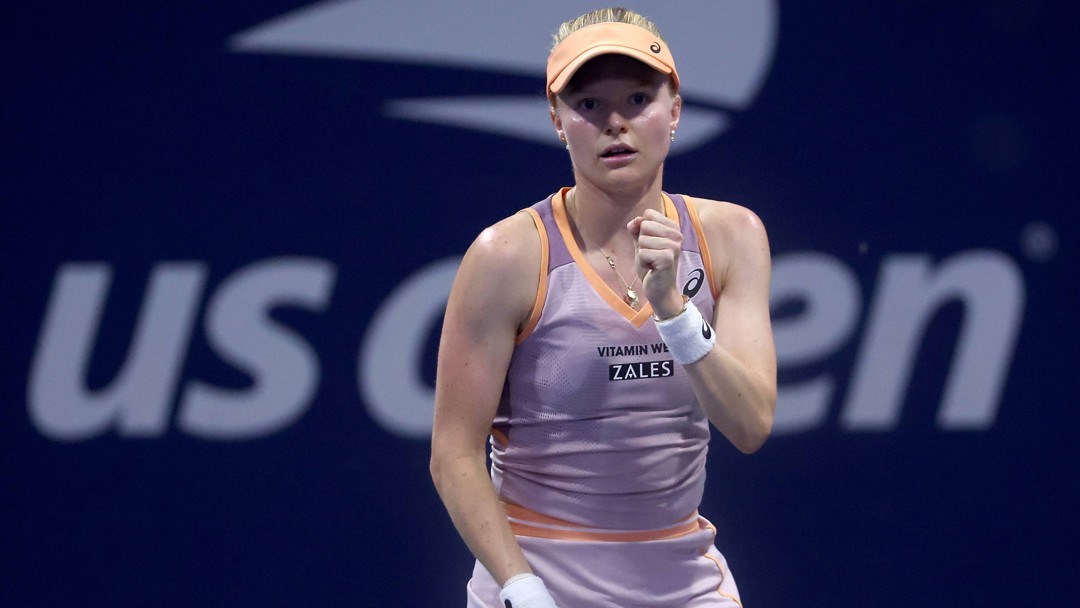 Harriet Dart gives a fist pump in her opening round win at the 2024 US Open