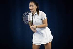 Jodie Burrage training at the National Tennis Centre