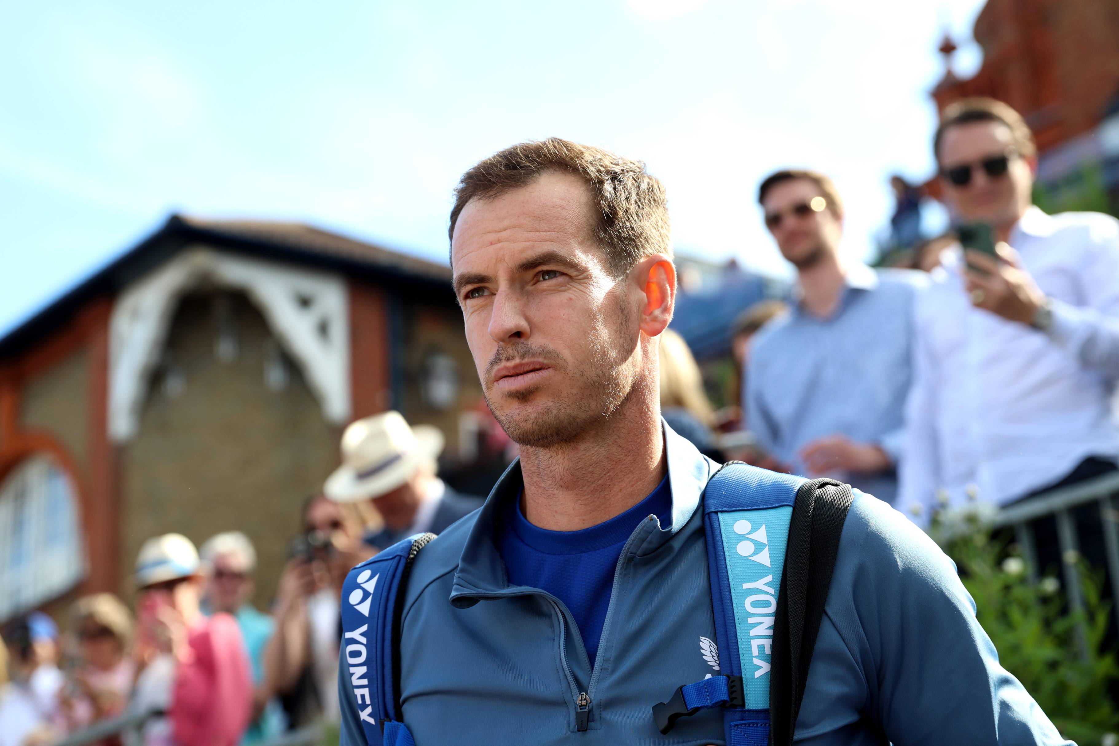 Andy Murray prepares to walk out at the cinch Championships
