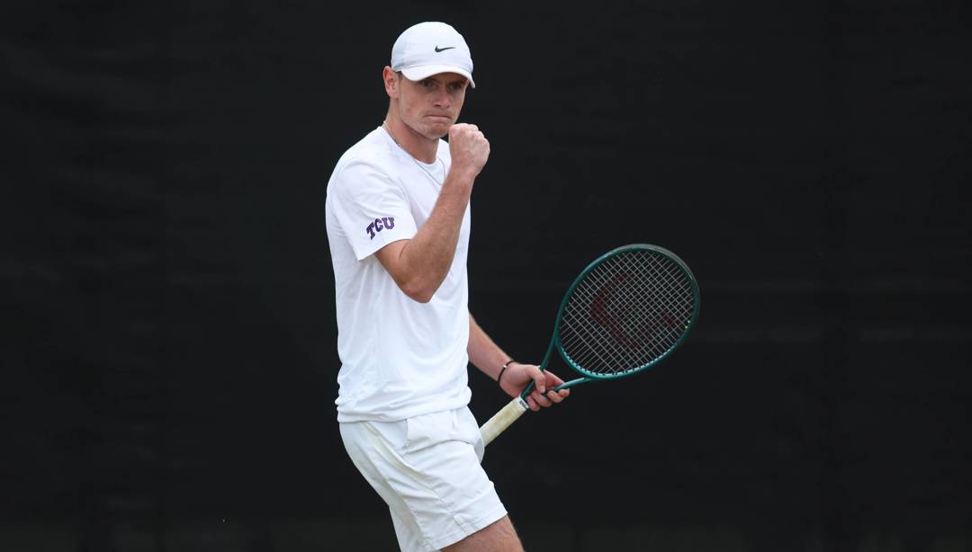 Jack Pinnington Jones fist pumps at the Rothesay Open Nottingham in a second round win against Cam Norrie