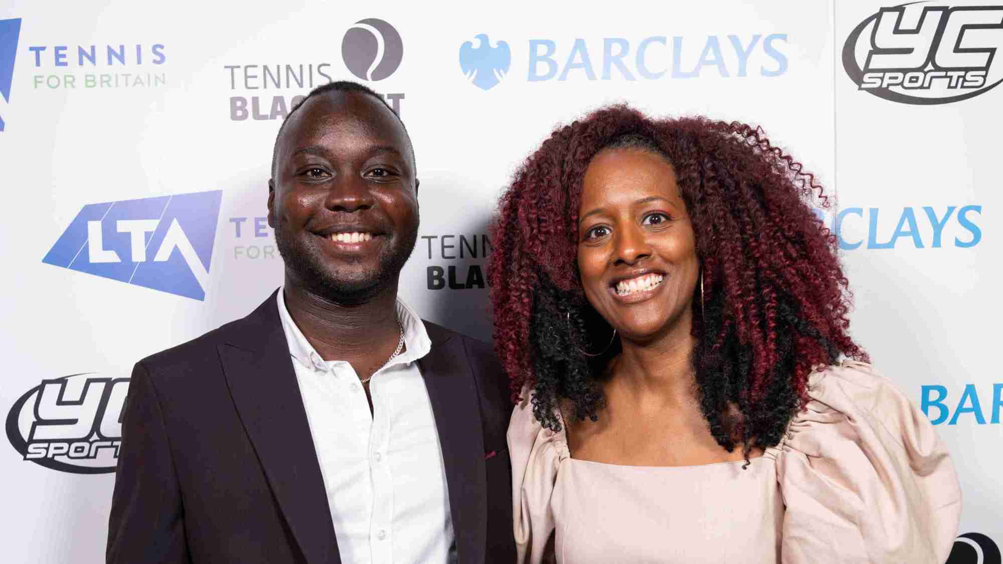 Tennis Black List Organisers Anne Marie Batson and Richard Sackey Addo smiling next to each other