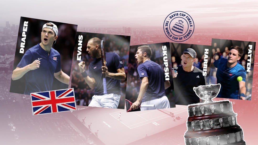 The Davis Cup team announcement with pictures of the 5 players - Jack Draper, Dan Evans, Neal Skupski, Billy Harris and Henry Patten