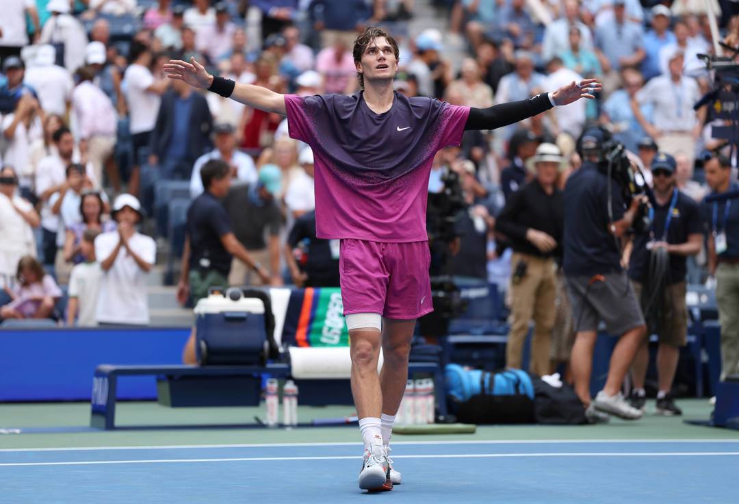 Jack Draper celebrates his quarter-final win at the US Open