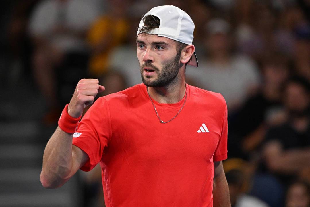 Jacob Fearnley gives a fist pump at the Australian Open