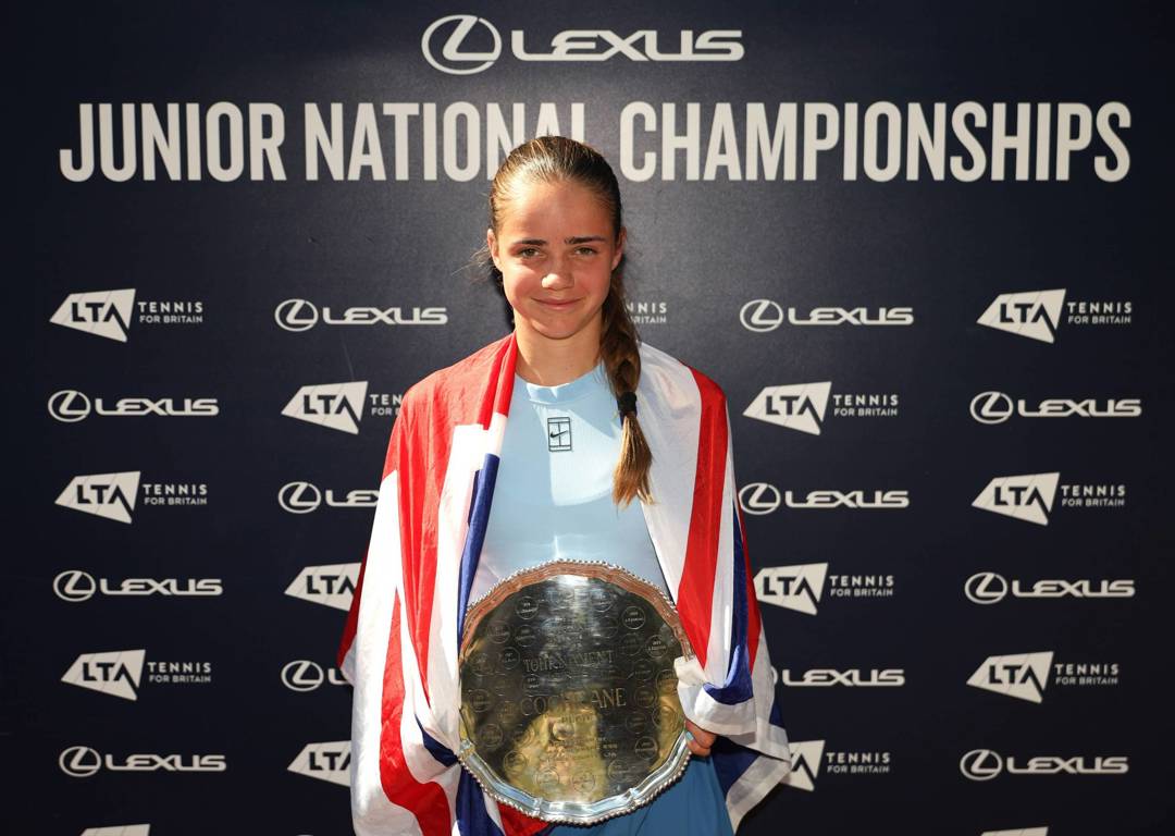 Megan Knight holding the 16U Lexus Junior National Championships girls' singles title