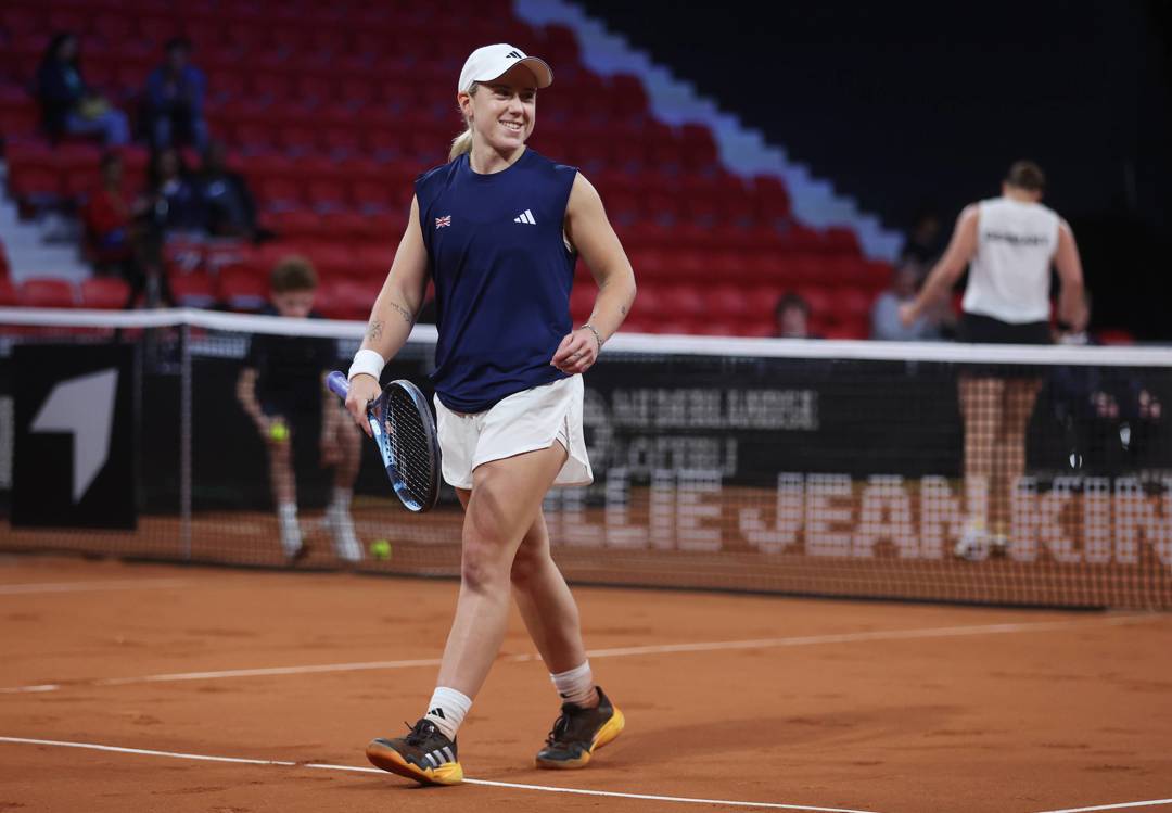 Sonay Kartal smiles on court during her Billie Jean KIng Cup debut win against Germany