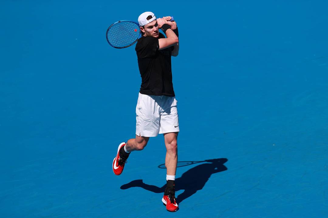 Jack Draper in training ahead of the Australian Open