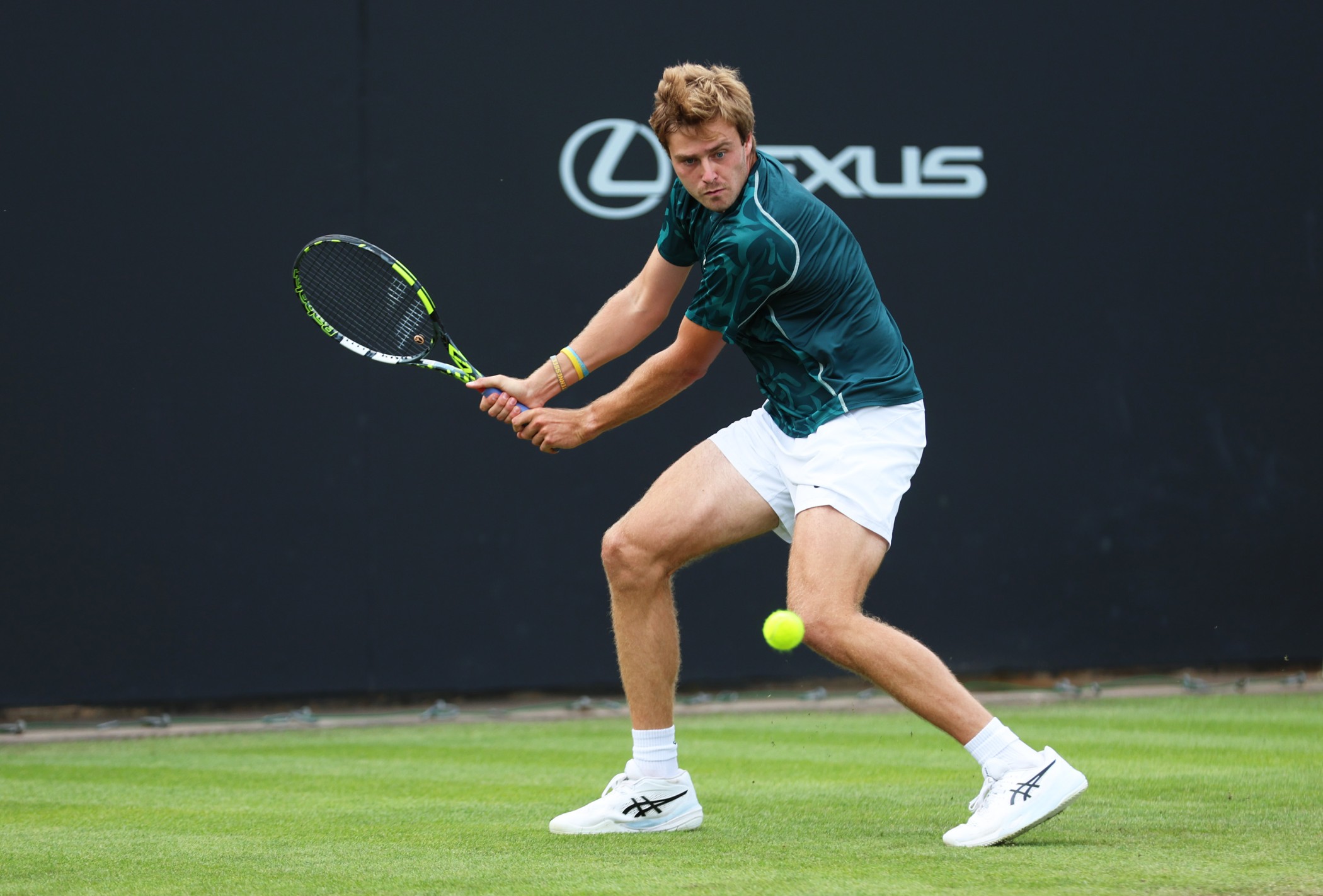 Johannus Monday hitting a forehand at the Lexus Nottingham Open