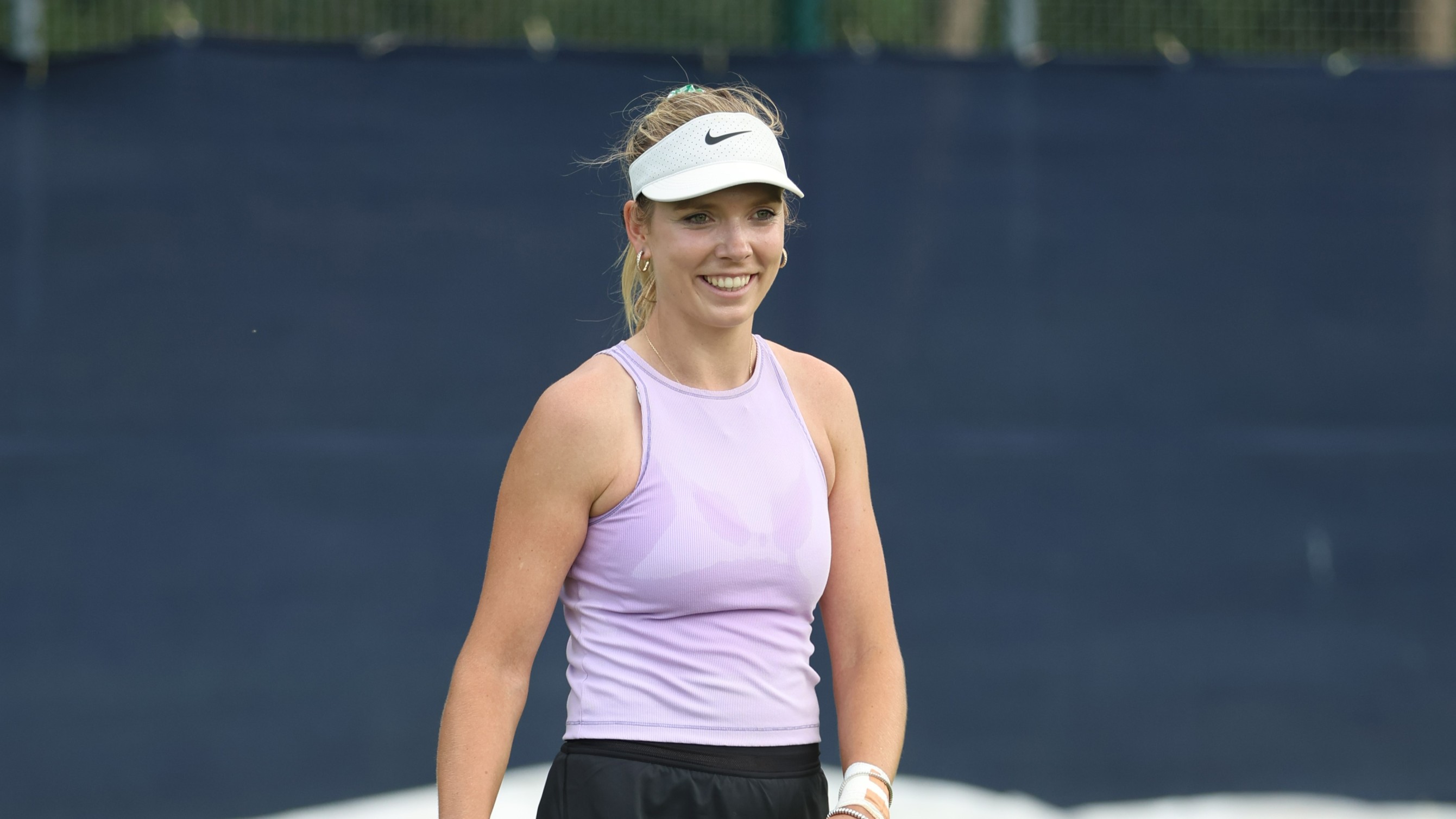 Katie Boulter smiles during practice at the Lexus Nottingham Open