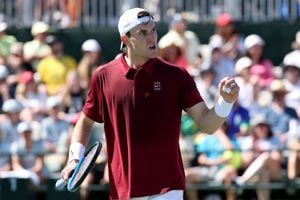 Jack Draper gives a fist pump during a second round victory at Indian Wells 2025