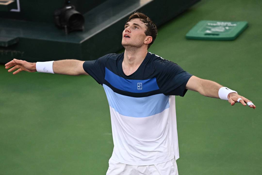 Jack Draper celebrates winning his first ATP Masters 1000 semi-final at Indian Wells