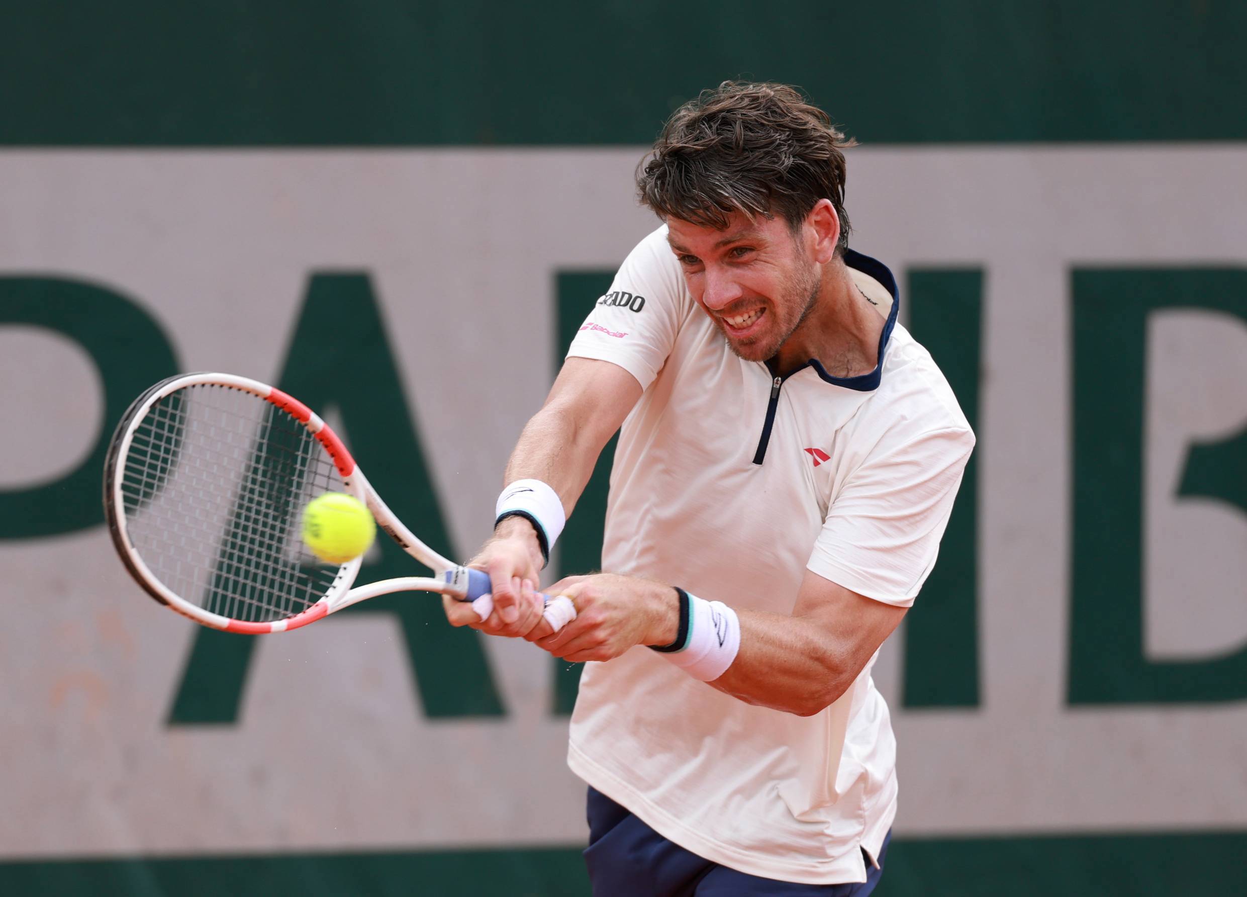 Cam Norrie hits a backhand during the second round at Roland Garros 2025