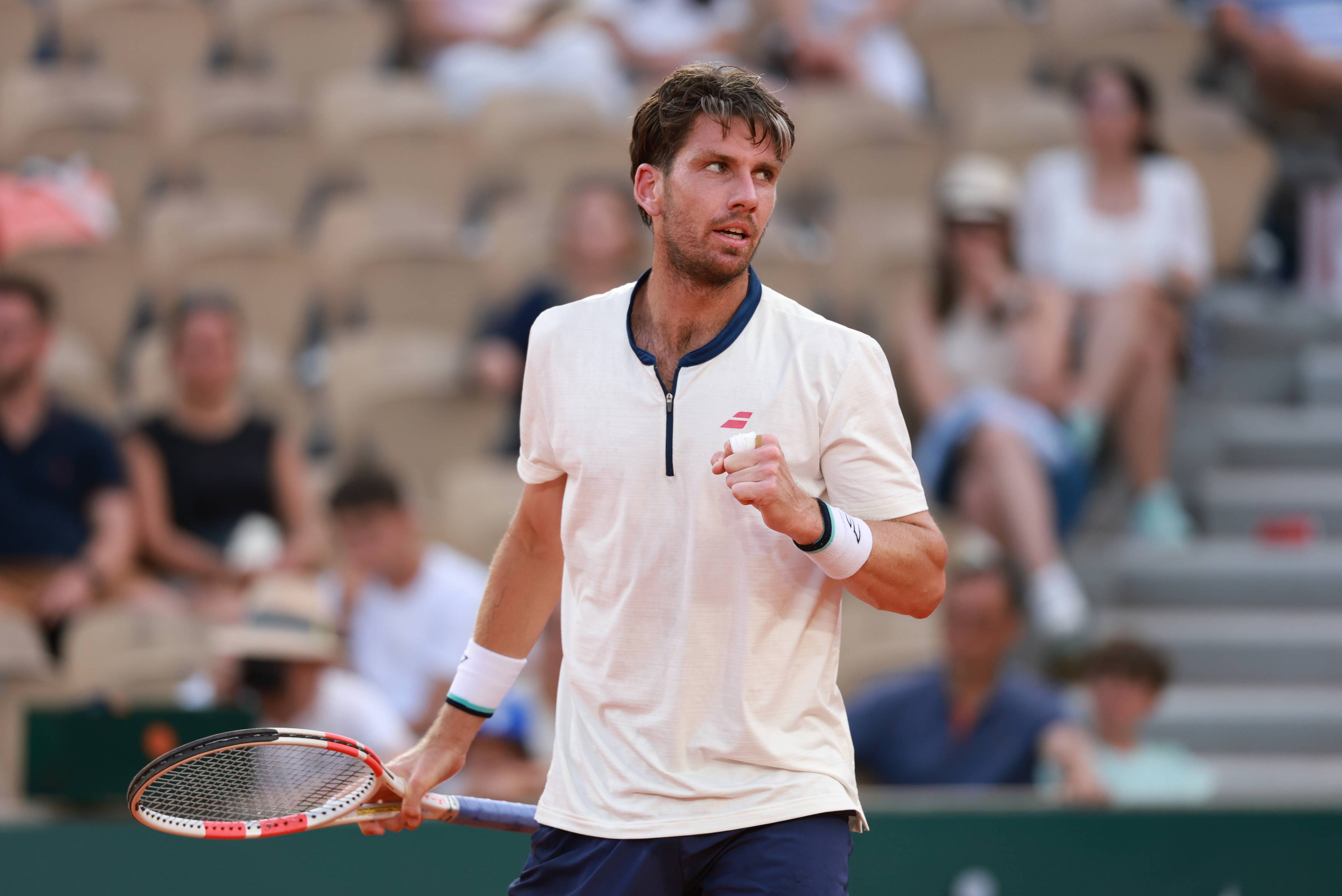 Cam Norrie gives a fist pump in his third round victory over Jacob Fearnley at Roland Garros
