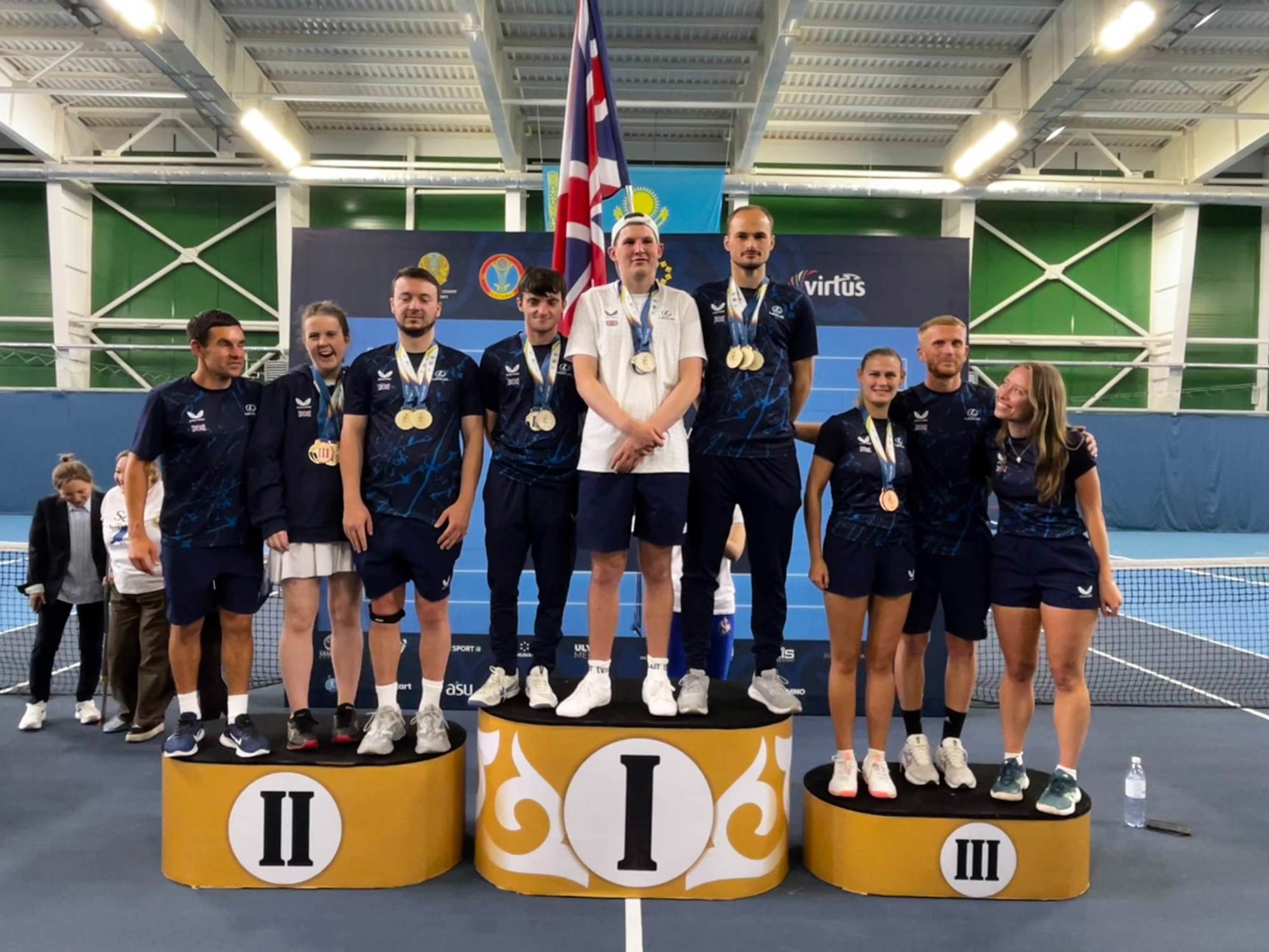 The GB team on the podium with their medals at the Virtus World Championships