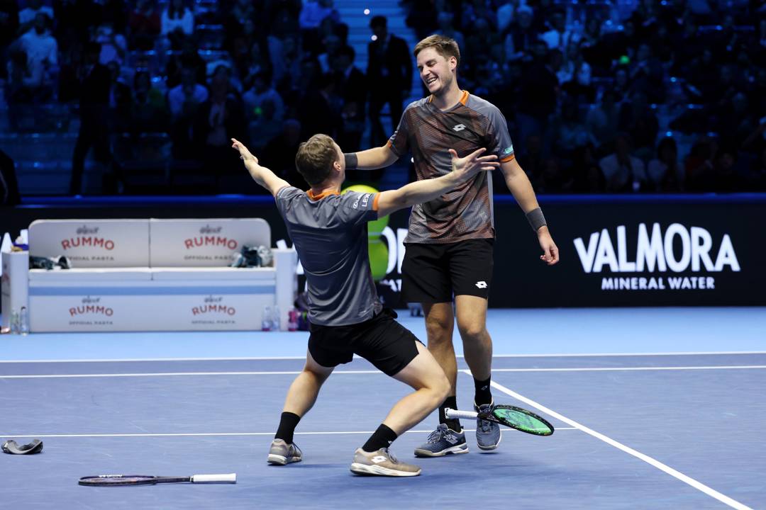 Henry Patten and Harri Heliovaara celebrate winning the 2025 Nitto ATP Finals