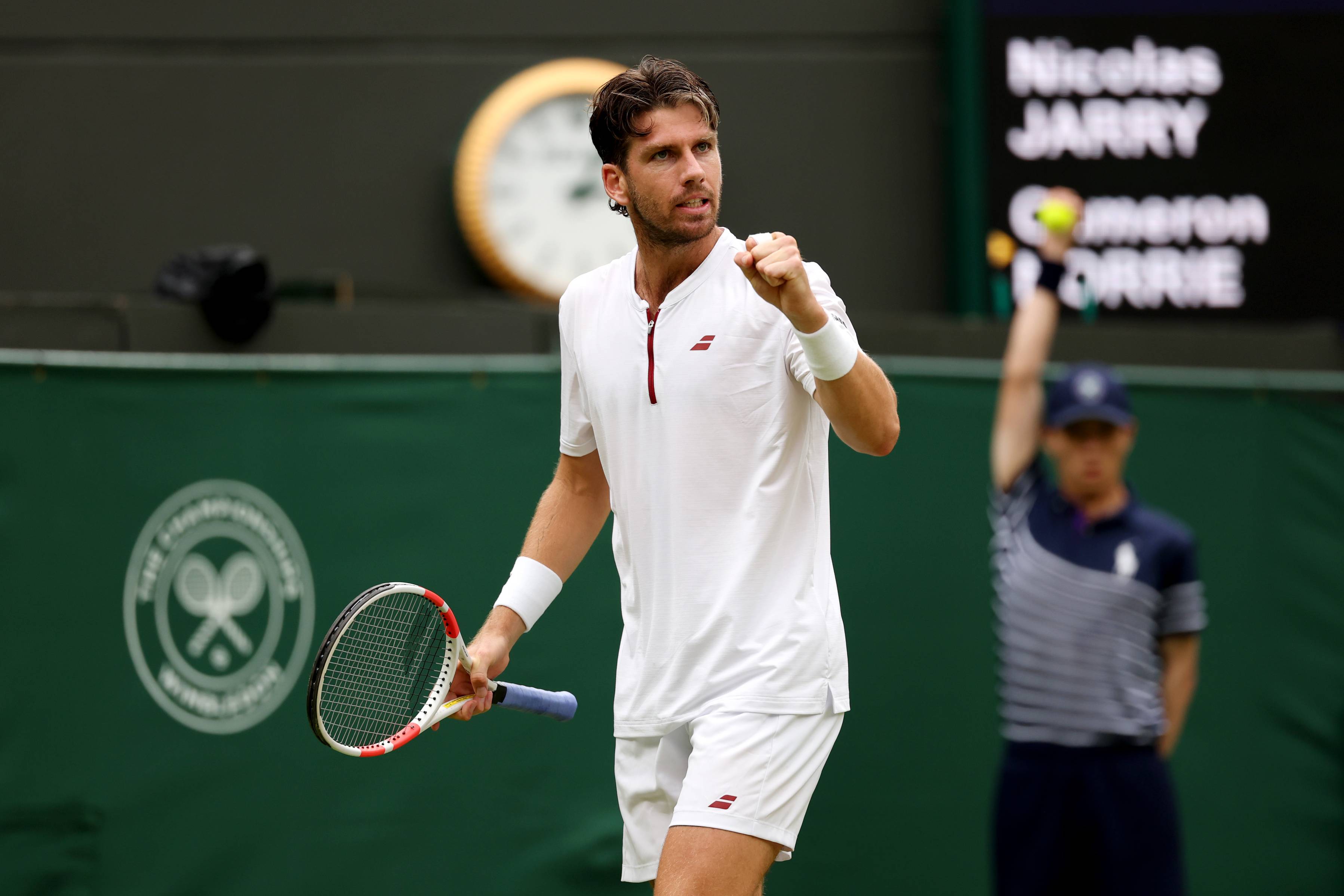 Cam Norrie gives a fist pump on No.1 Court at Wimbledon