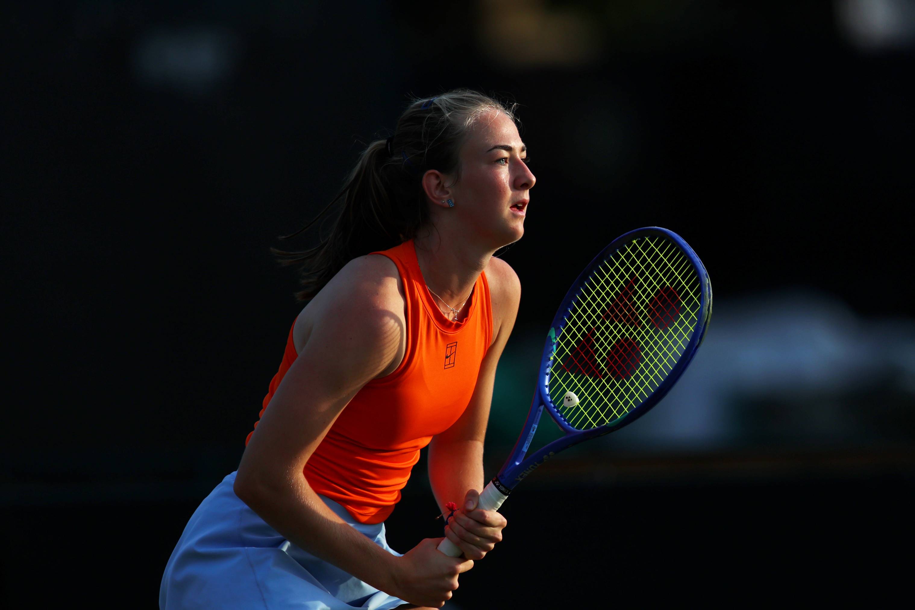 Mika Stojsavljevic preparing to return a serve at the Lexus Nottingham Open