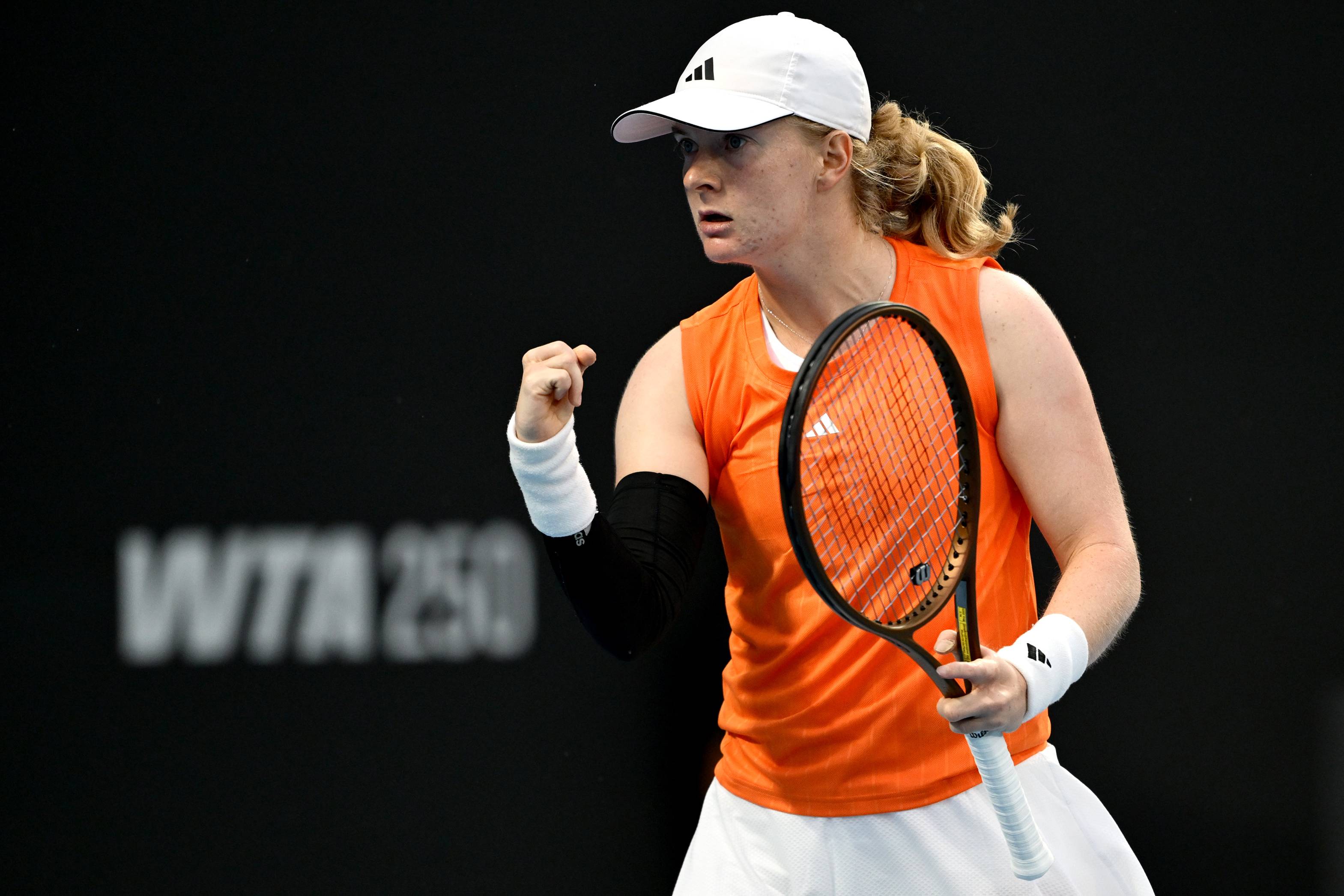 Francesca Jones gives a fist pump at the ASB Classic