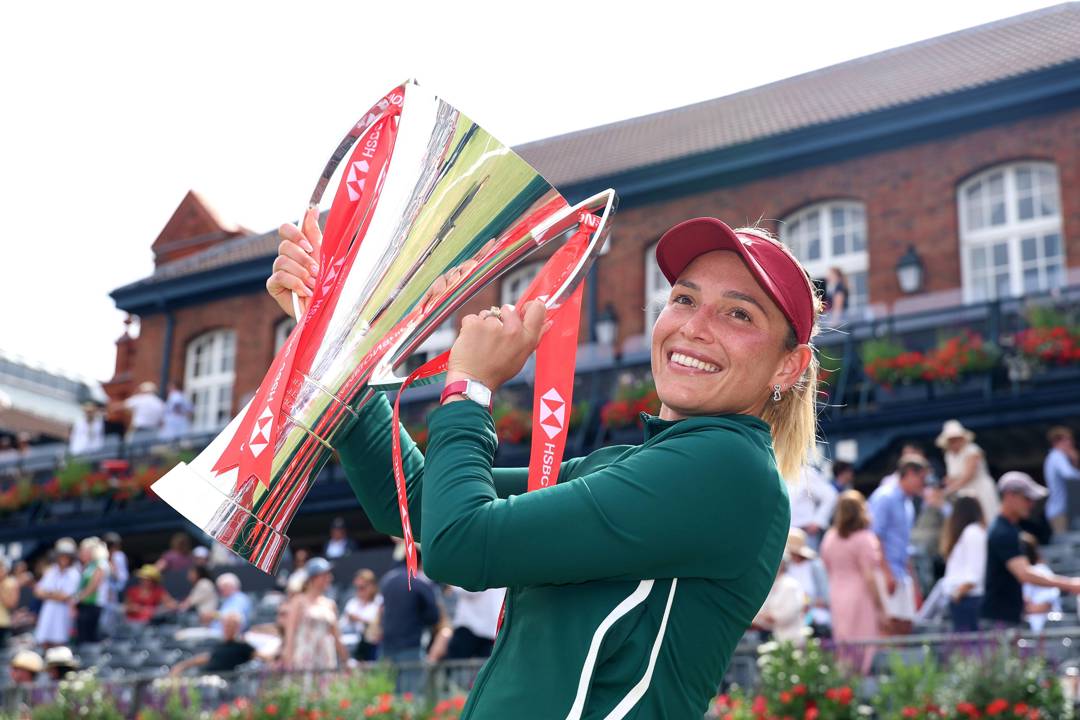 Donna Vekic lifting the 2026 women's singles title at the HSBC Championships