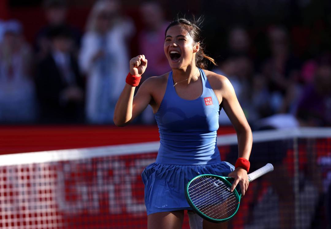 Emma Raducanu roars in celebration after reaching the final of the HSBC Championships
