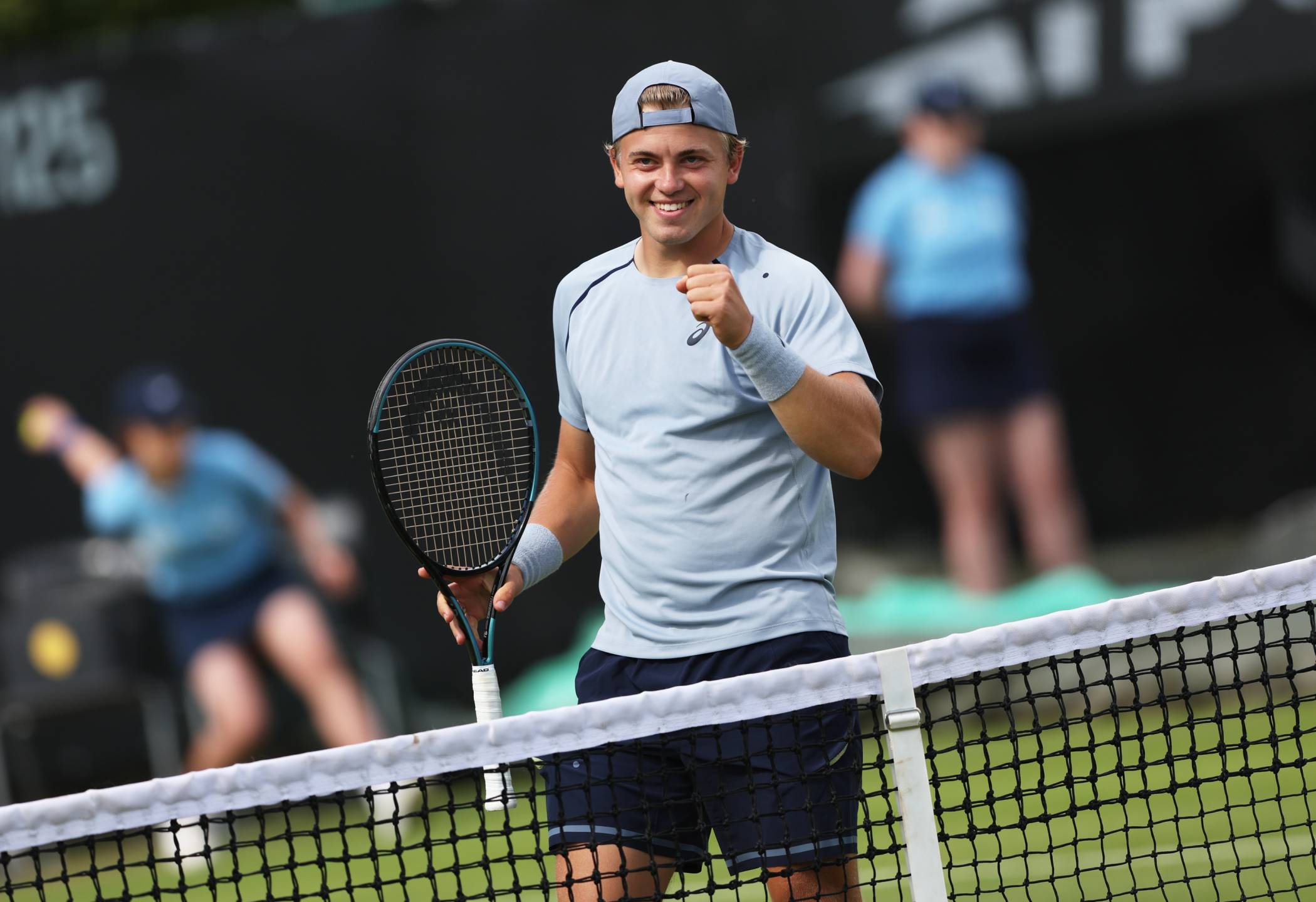 Felix Gill gives a fist pump in round one win at Lexus Birmingham Open