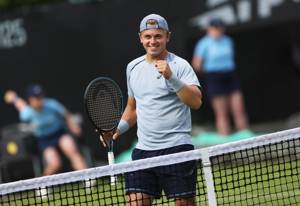 Felix Gill gives a fist pump in round one win at Lexus Birmingham Open