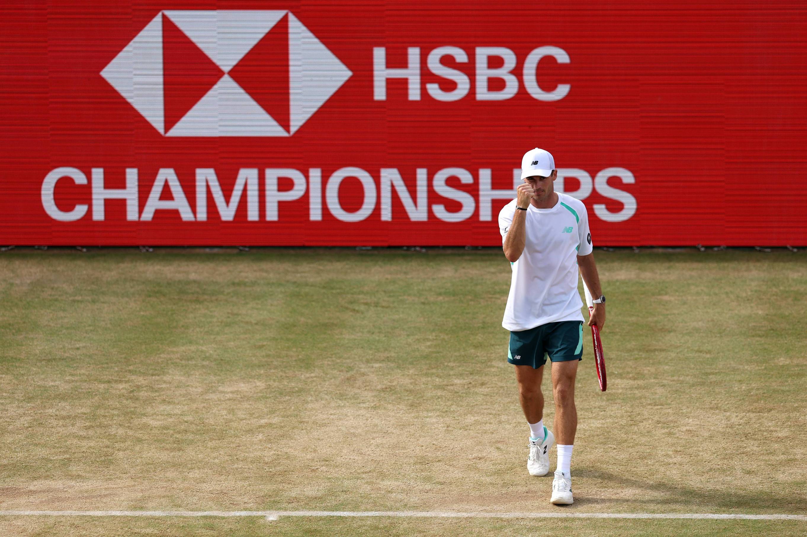 Tommy Paul clenching his fist on court at the HSBC Championships