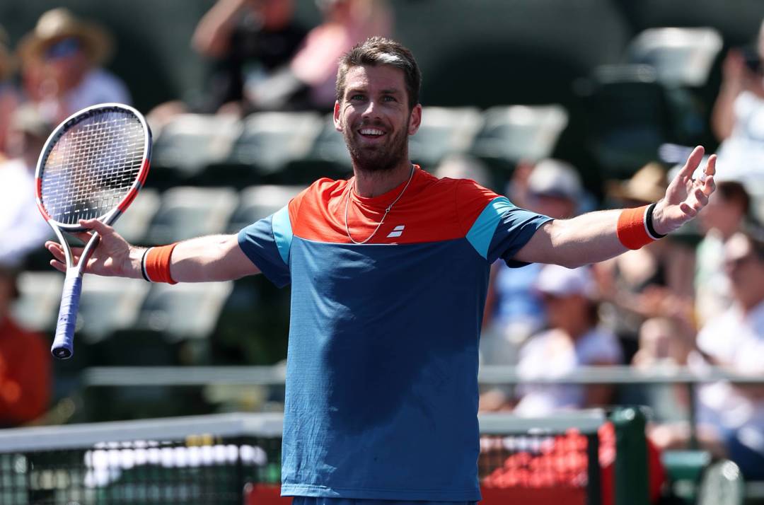 Cam Norrie celebrates making the fourth round at Indian Wells