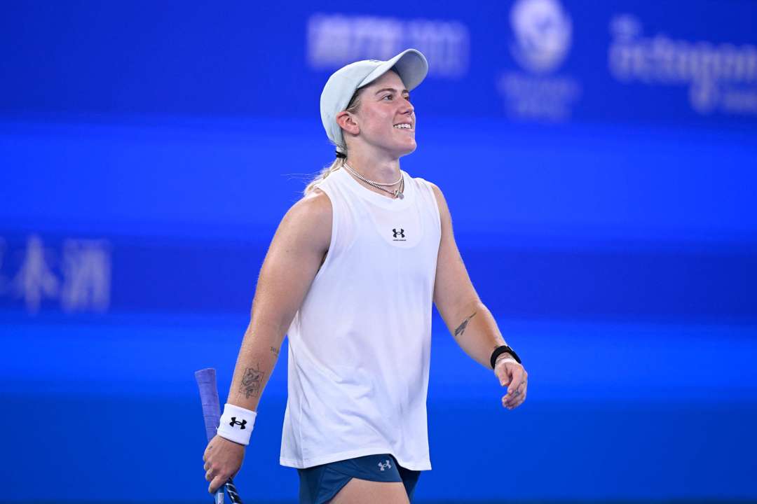 Sonay Kartal smiles after beating Elina Svitolina in the quarter-final of the Wuhan Open