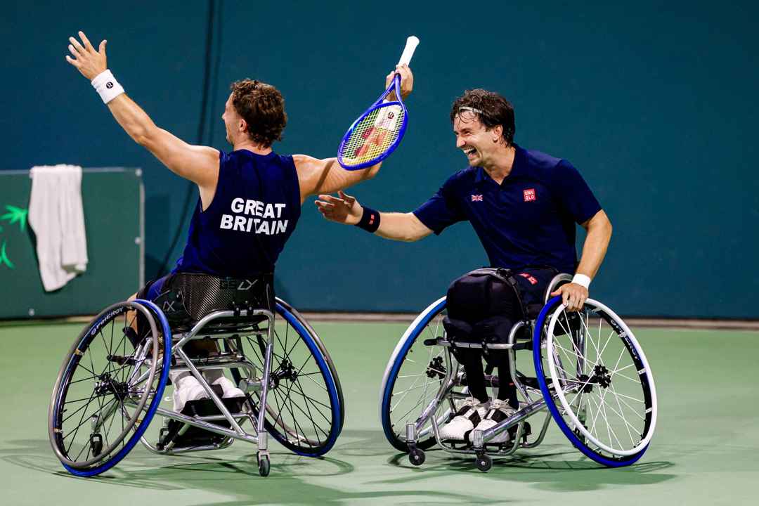 Alfie Hewett and Gordon Reid celebrating after winning the World Team Cup
