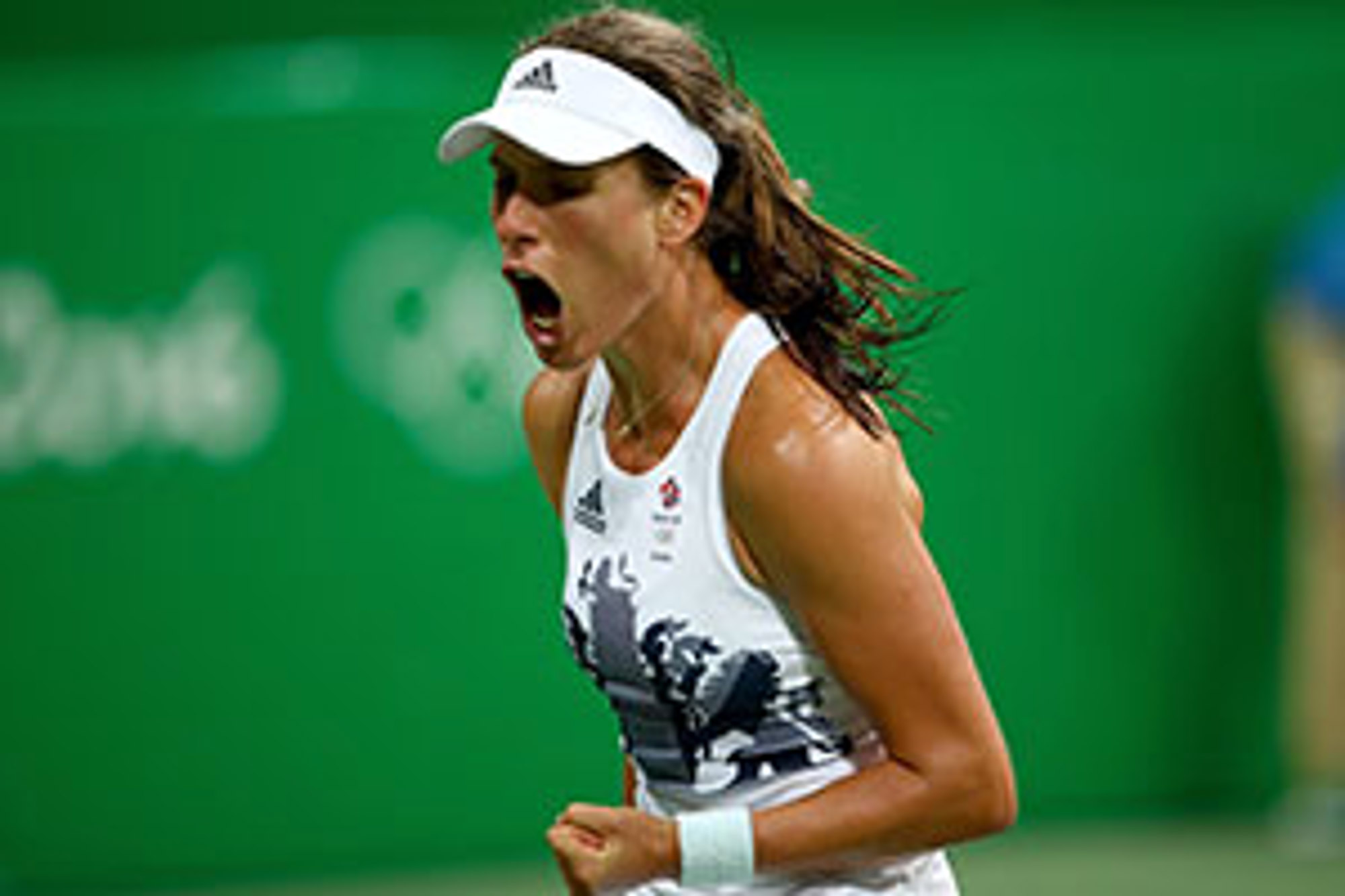 Konta celebrating at the olympics