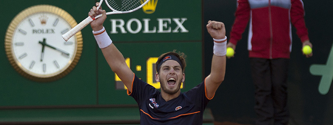 Cam Norrie celebrating at the 2018 Davis Cup
