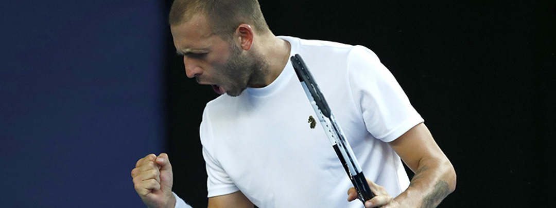 Dan Evans cheering celebrating
